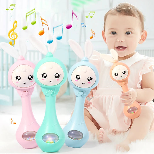 Smarty Rabbit Music & Shine Rattle Toy: Interactive Early Learning for Babies